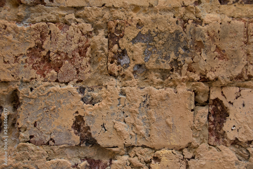 Raw brick and mud plaster unpainted surface image for background use with copy space Raw brick and mud plaster unpainted surface image for background use with copy space