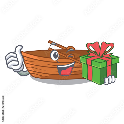 With gift wooden boat sail at sea character