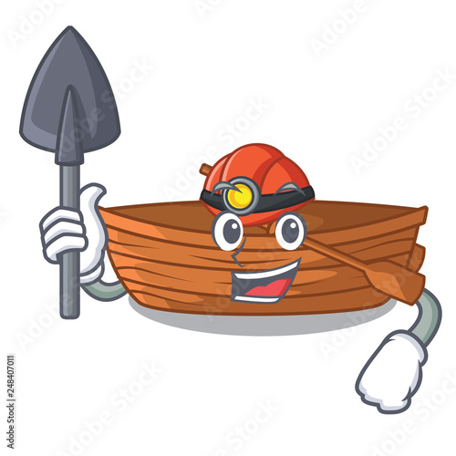 Miner wooden boat sail at sea character photo