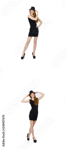 Young lady in black dress with black hat © Elnur