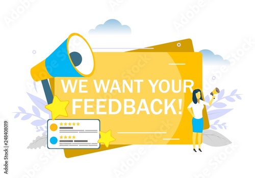 We want your feedback, vector flat illustration