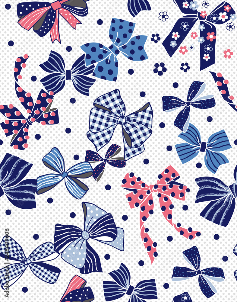 cute bows repeat design, seamless pattern vector illustration