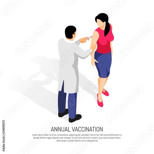 Doctor making a vaccine to a female patient