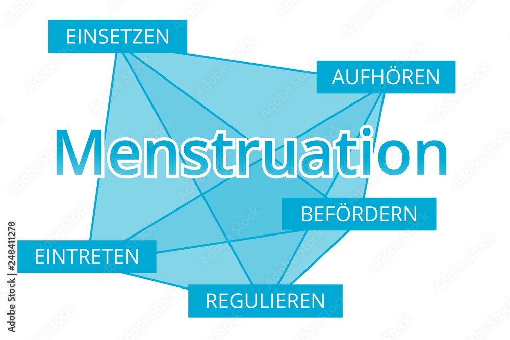 Menstruation - Begriffe verbinden, Farbe blau