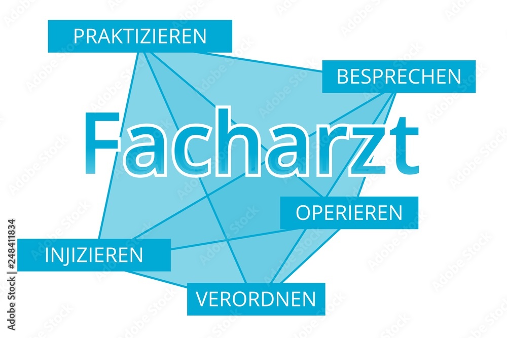 Facharzt - Begriffe verbinden, Farbe blau Facharzt - Begriffe verbinden, Farbe blau