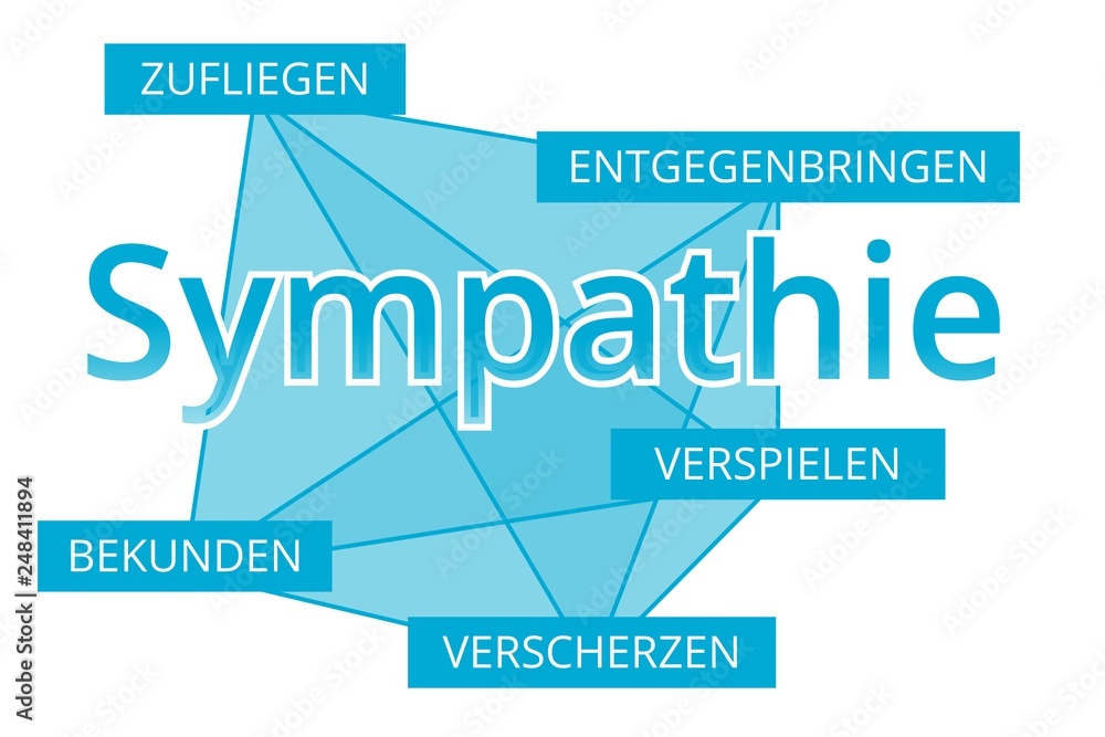 Sympathie - Begriffe verbinden, Farbe blau