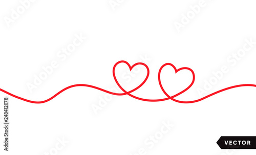 Obraz na płótnie Continuous one line drawing of red heart isolated on white background. Vector illustration w salonie