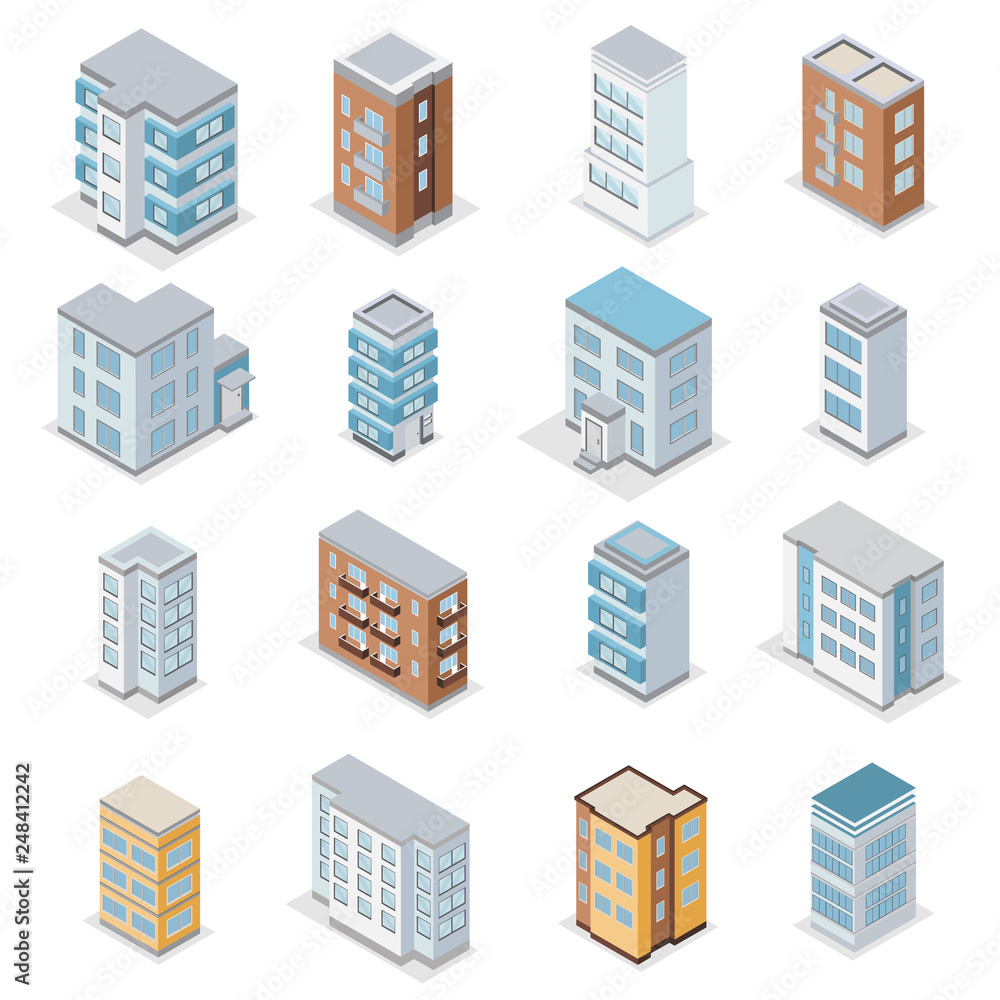 Townhouse Building Icons Set