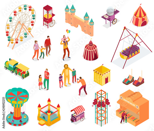 Amusement Park Isometric Set
