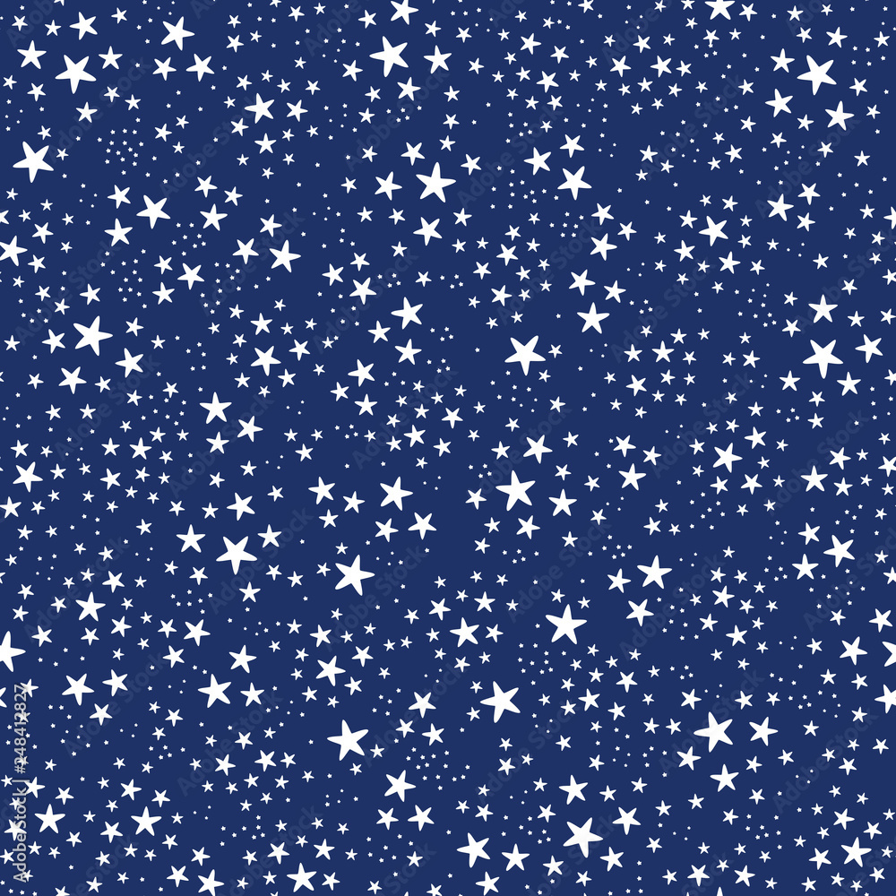 modern hand drawn style seamless pattern of stars on blue background modern hand drawn style seamless pattern of stars on blue background