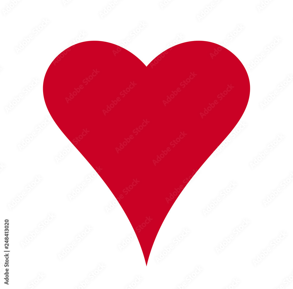Heart, Symbol of Love and Valentine's Day. Flat Red Icon Isolated on White Background. Vector illustration. - Vector