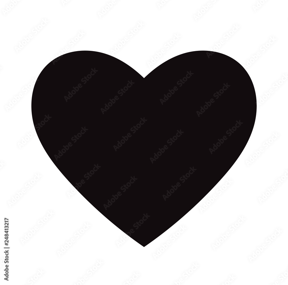 Flat Black Heart Icon Isolated on White Background. Vector illustration. Flat Black Heart Icon Isolated on White Background. Vector illustration.