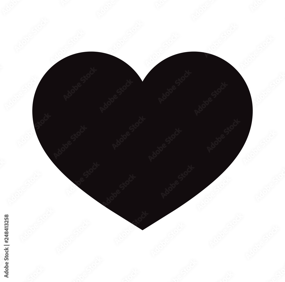 Flat Black Heart Icon Isolated on White Background. Vector illustration. Flat Black Heart Icon Isolated on White Background. Vector illustration.