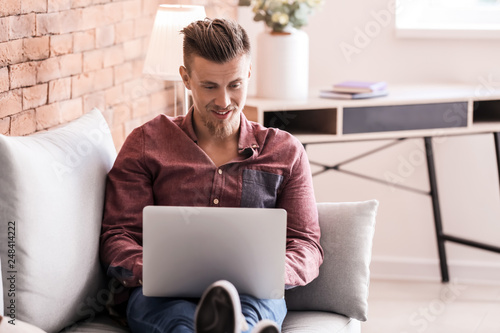 Handsome freelancer working...
