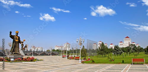 Ashgabat, Turkmenistan - Monuments to historical figures of Turkmenistan in the park. photo