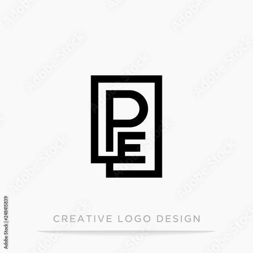 Letter pe initial logo, square design for Corporate Business Identity, Alphabet letter vector illustration