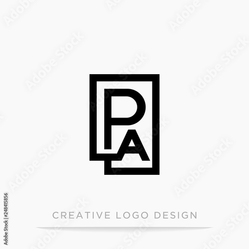 Letter pa initial logo, square design for Corporate Business Identity, Alphabet letter vector illustration