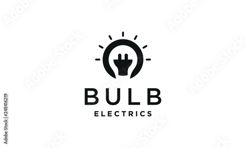 Awesome Lightbulb With Electric Negatice Space Abstract Concept Electricity Design Logo photo