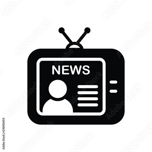 Black solid icon for news broadcast 