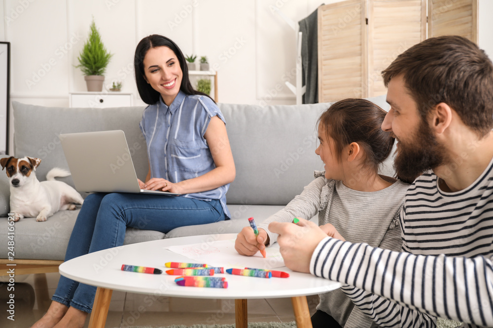 Happy family spending time at home Happy family spending time at home