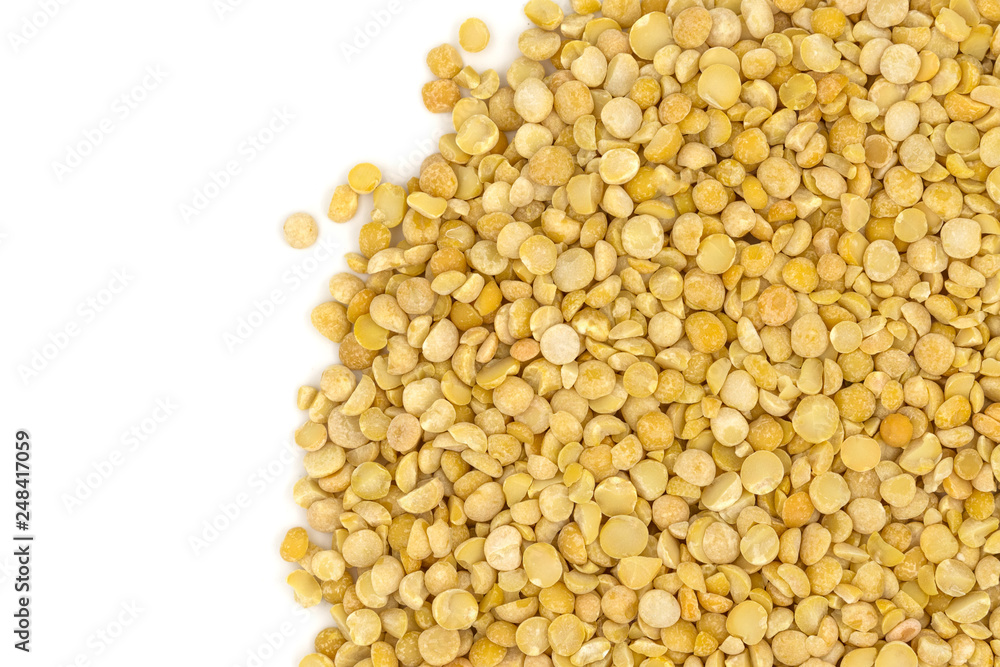 Yellow split peas isolated on white background Yellow split peas isolated on white background