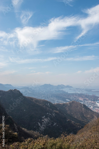 view of mountains lianyungang jiangsu china