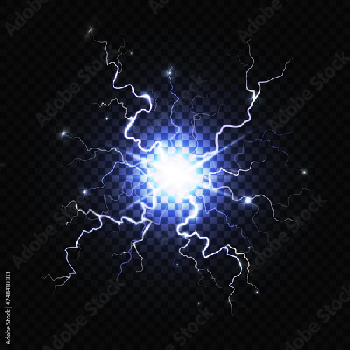 Lightning bolt isolated. Thunder flash electricity spark strike light blitz electric flare night energy flash lightning