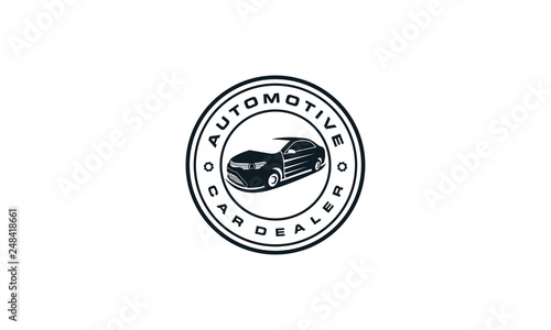 A used car logo design template. Awesome used car with emblem logo. A used car with emblem logotype.
