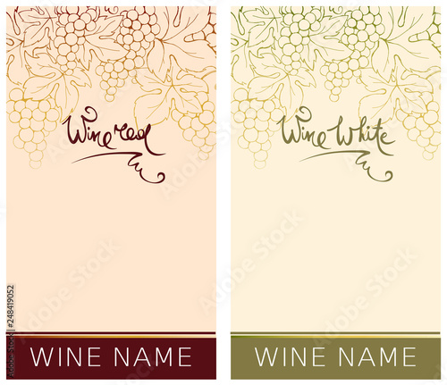 Label for red and white wine. Vector illustration, set floral design element