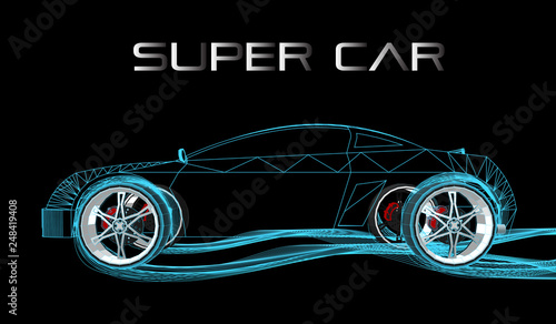 car on black background