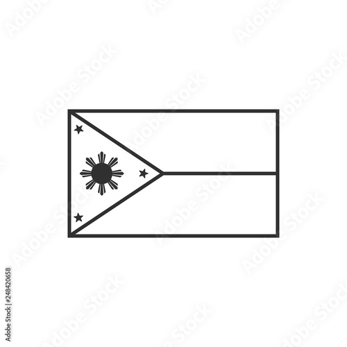Philippines flag icon in black outline flat design. Independence day or National day holiday concept.