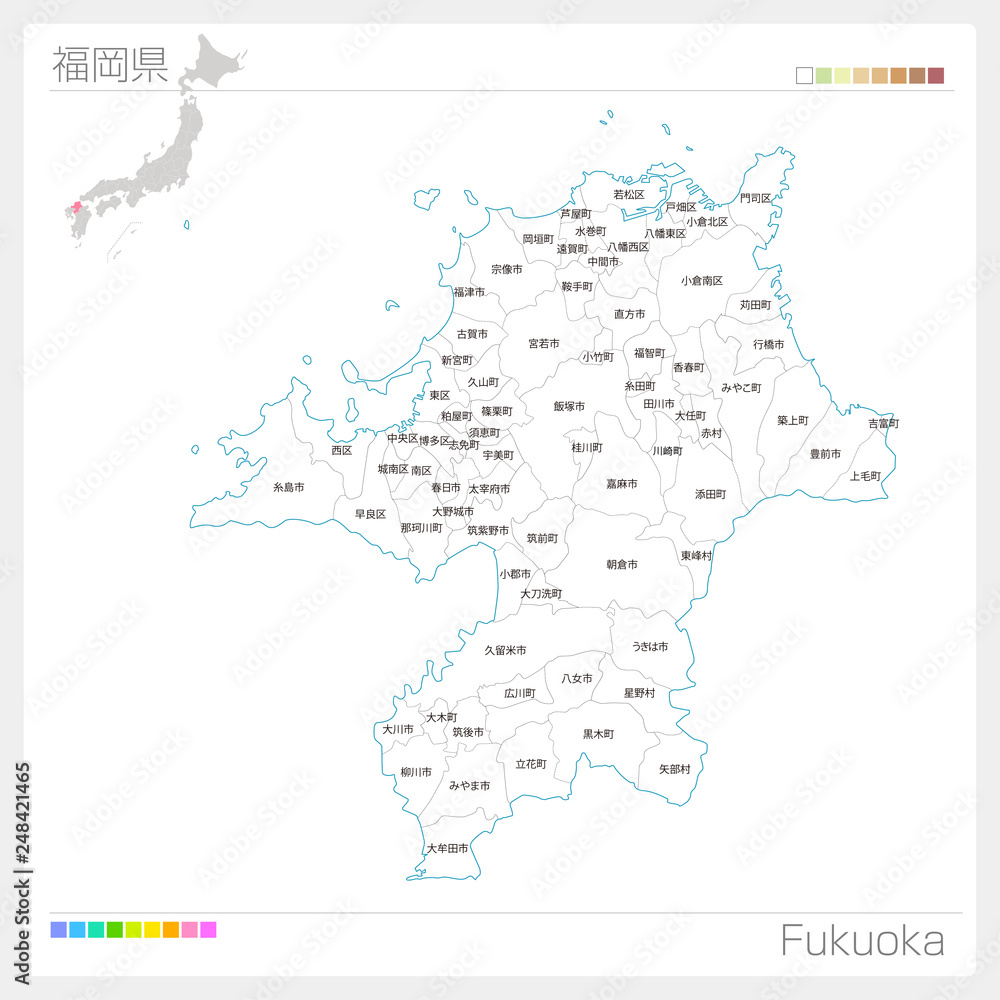 福岡県の地図（市町村・区分け）