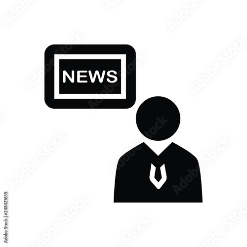 Black solid icon for news anchor 