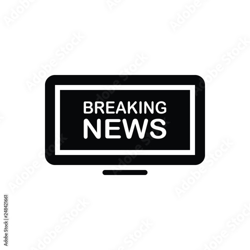 Black solid icon for news breaking 