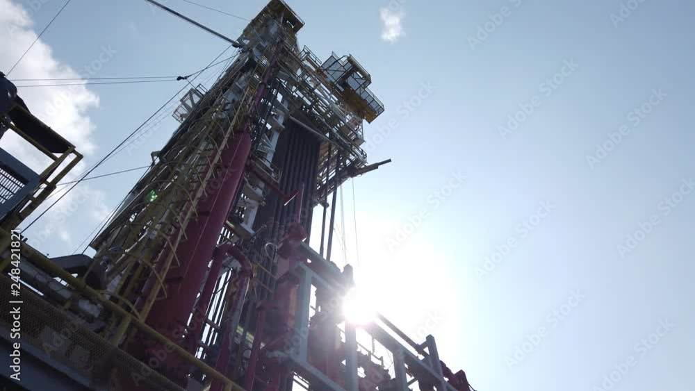 Gimbal Shot of Derrick of Drilling Oil Rig (Tender Rig) Gimbal Shot of Derrick of Drilling Oil Rig (Tender Rig)