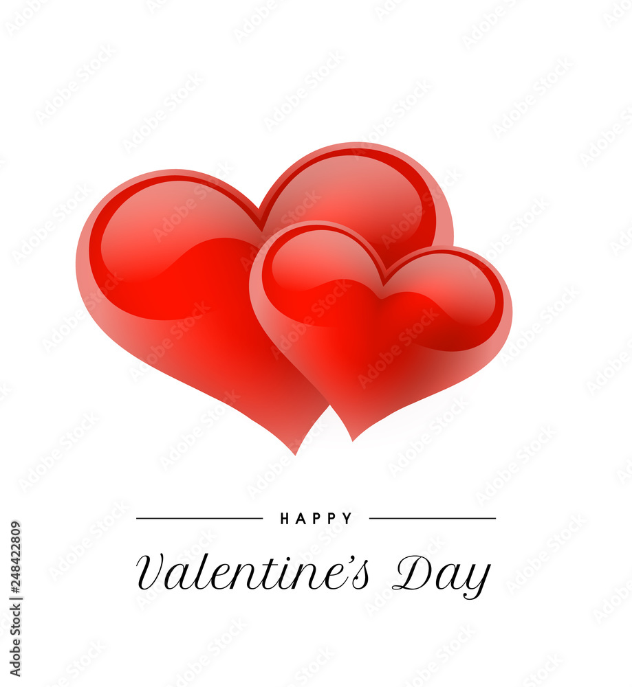 Valentine's Day background with 3d hearts. Vector illustration. Cute love banner or greeting card