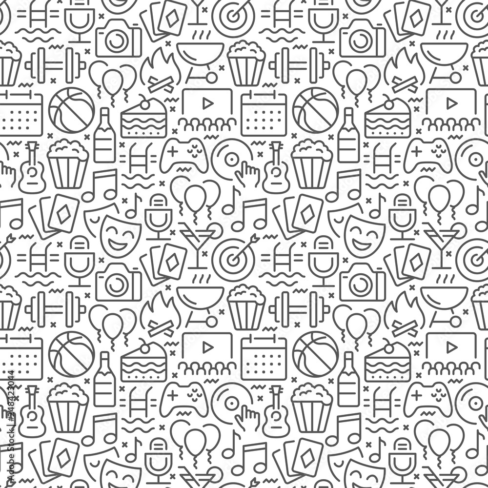 Event seamless pattern with thin line icons