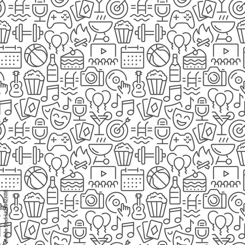 Event seamless pattern with thin line icons