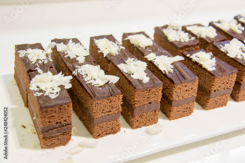  mini chocolate cake on white background