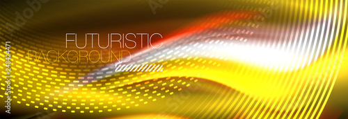 Fluid colors mixing glowing neon wave background, holographic texture