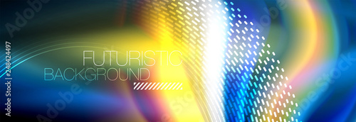 Fluid colors mixing glowing neon wave background, holographic texture