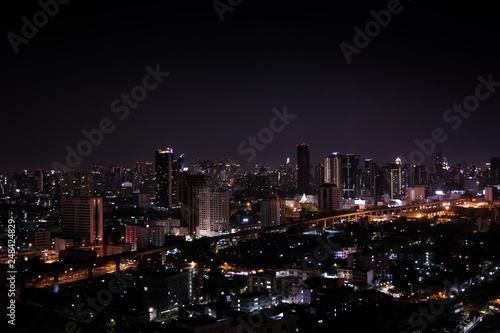 nigth light landscape of Bangkok city. © Yanukit