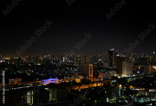 nigth light landscape of Bangkok city. © Yanukit