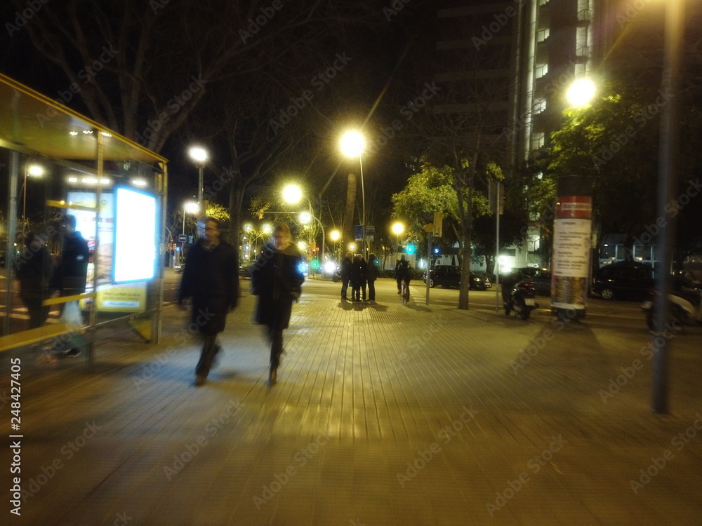 People on street in the city. Barcelona,Spain