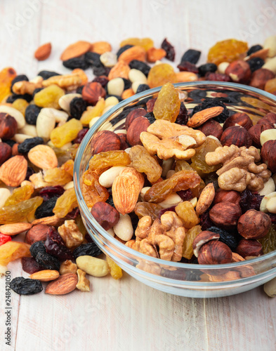 dried fruits and nuts top view background