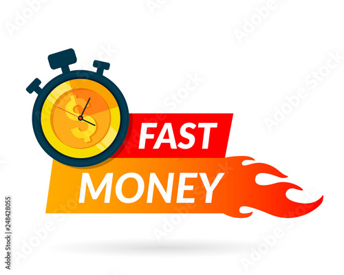 Fast money icon for apps and website. Quick and easy loan. Business and finance concept. Vector illustration. Flat design. EPS 10.