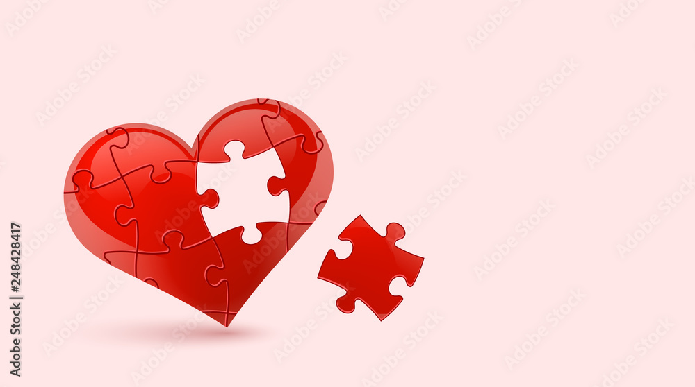 Puzzle heart. Vector illustration
