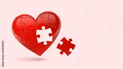 Obraz na płótnie Puzzle heart. Vector illustration w salonie