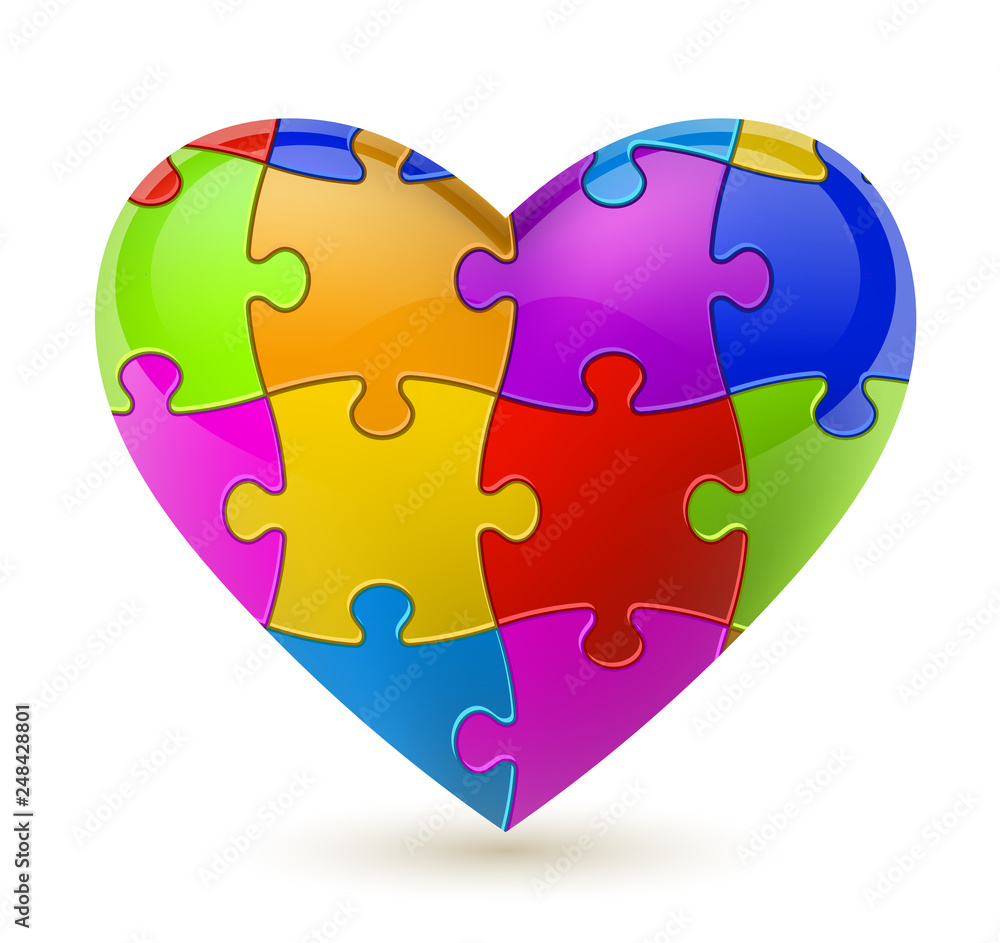 Puzzle heart. Vector illustration