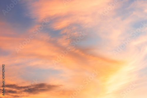 orange and blue sky background in the evening or dusk